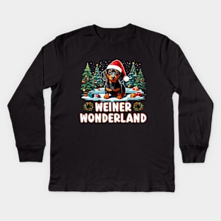 Weiner Wonderland - Funny Dog Christmas Kids Long Sleeve T-Shirt